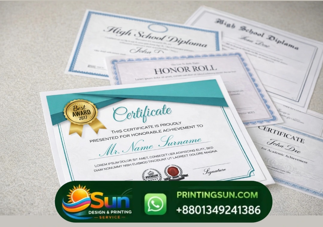 Certificate Print - সার্টিফিকেট প্রিন্ট ঢাকা | Custom Certificate Design Bangladesh