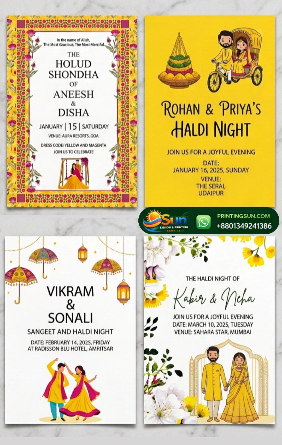 Gaye Holud Event Card - গায়ে হলুদ ইভেন্ট কার্ড ঢাকা | Holud Card Printing Bangladesh