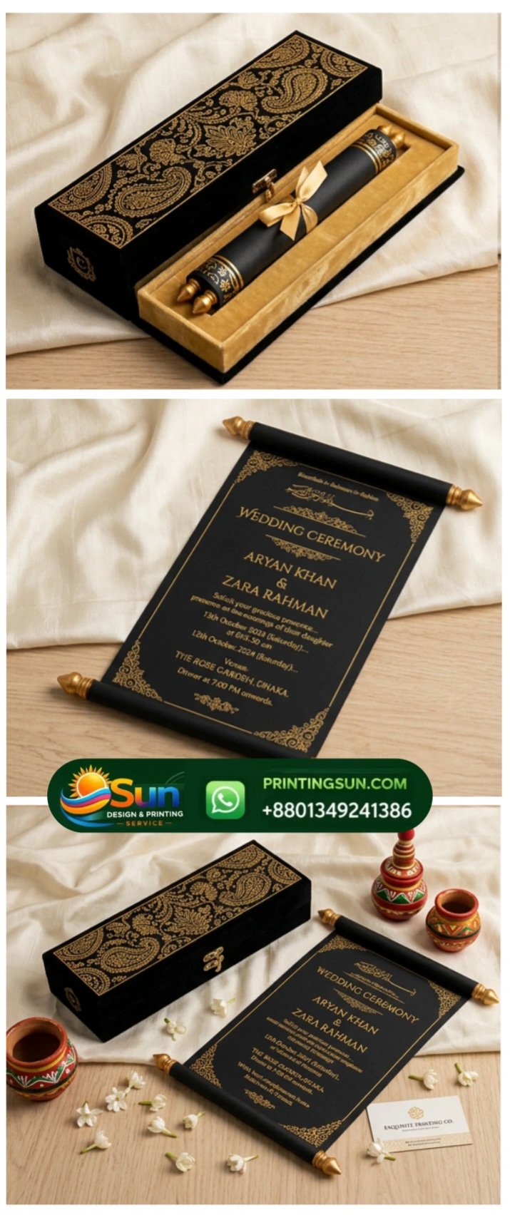 Scroll & Box Wedding Card - স্ক্রল ও বক্স বিয়ের কার্ড ঢাকা | Scroll Wedding Card Bangladesh