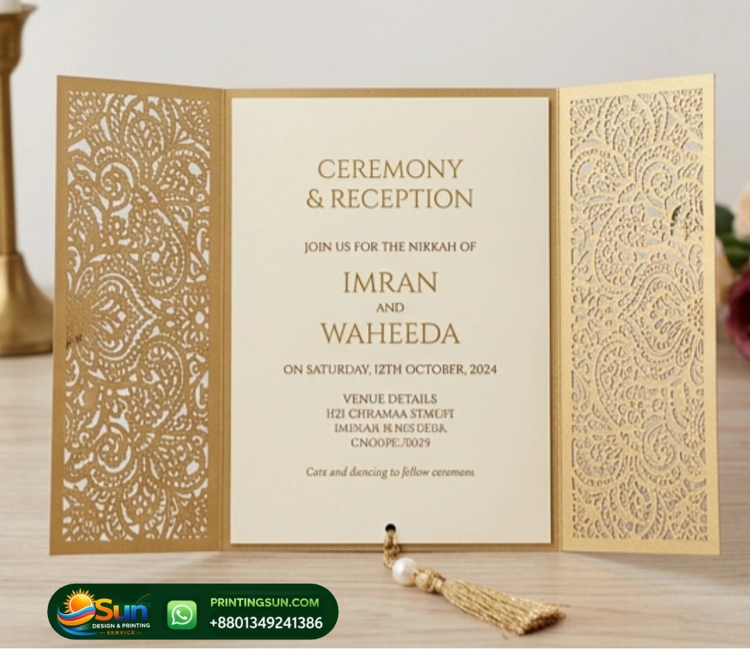 লেজার কাট বিয়ের কার্ড ডিজাইন সেম্পল - Laser Cut Wedding Card Design Sample Dhaka