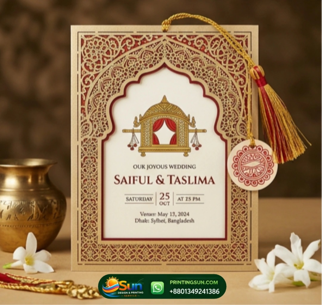 লেজার কাট ওয়েডিং কার্ড প্রিমিয়াম - Best Laser Cut Wedding Card Dhaka