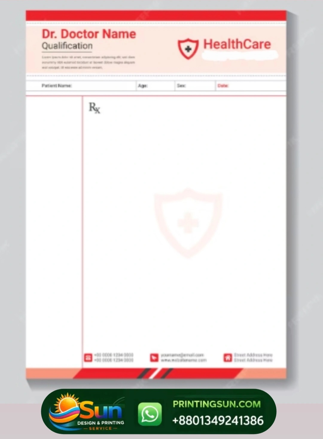 Doctor Prescription Pad Design - ডাক্তার প্রেসক্রিপশন প্যাড ডিজাইন - Dhaka Bangladesh | Sun Printing
