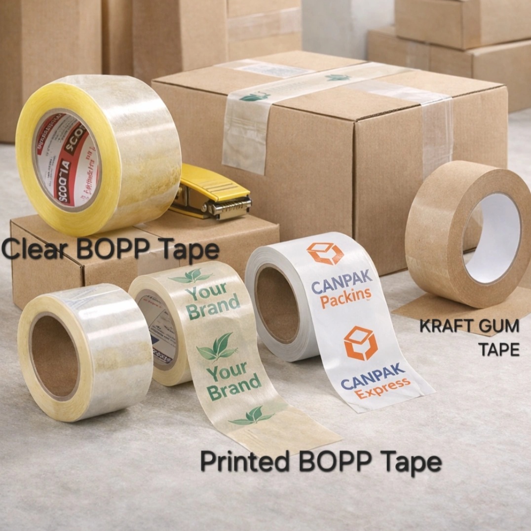 Printed Plain Gum Tape - প্রিন্টেড প্লেইন গাম টেপ - Custom Tape Dhaka Bangladesh | Sun Printing